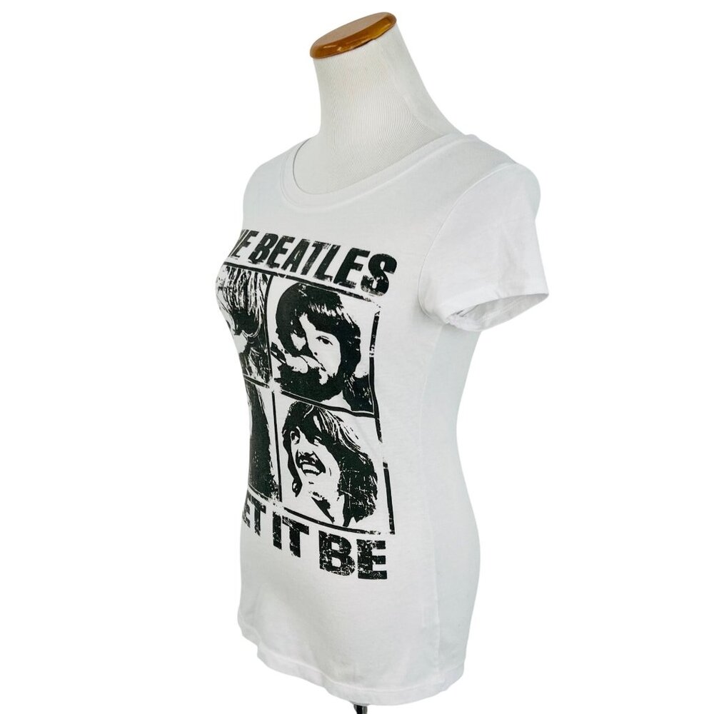 The Beatles 2012 Black & White “Let It Be” Graphic Print Fitted T-Shirt Top - Picture 4 of 8